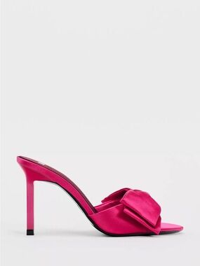 Zara Fuchsia Satin Bow Stiletto Mule